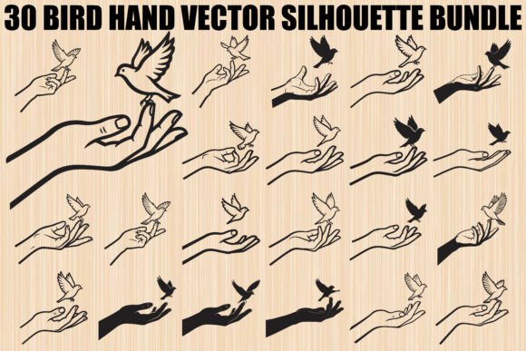 Bird Hand Design Bundle: 30 Vector Silhouettes