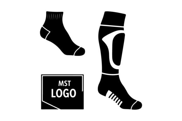 Black and White Athletic Sock with Logo