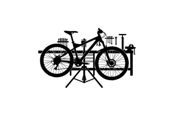 Black and White Mountain Bike Illustration