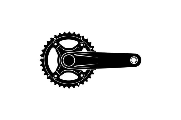 Black Bicycle Chainring and Crank Arm: Evaluating the Premium Vector Silhouette for Creative Design
