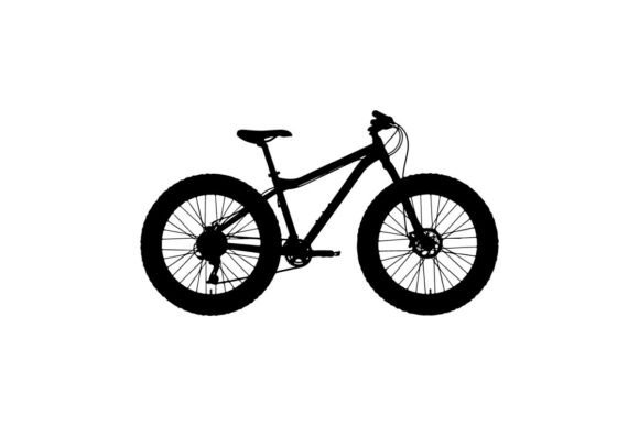 Black Fat-tire Mountain Bike Silhouette
