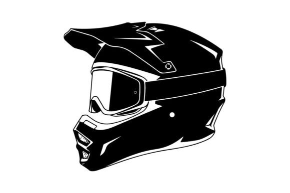 Black Motocross Helmet with Clear Visor