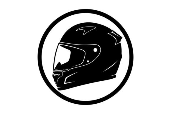 Black Motorcycle Helmet Isolated on White