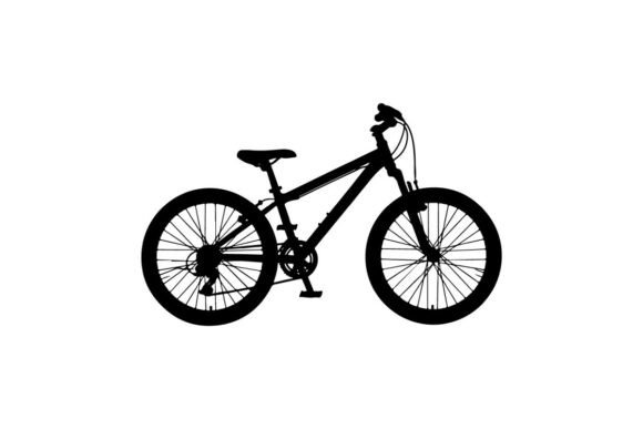 Black Mountain Bike Silhouette Isolated: Elevating Design with Premium Vector Art