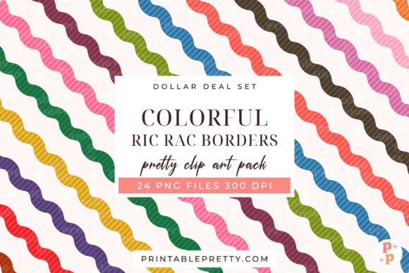 Colorful Ric Rac Border PNG Pack