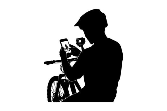 Cyclist Checking Smartphone While Wearing Safety Gear: Integrating Vector Assets into Modern Design Workflows