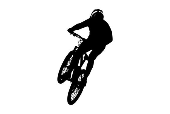 Cyclist Mid-Air Trick Silhouette Vector