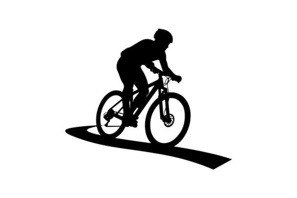 Cyclist on Steep Mountain Bike Ride