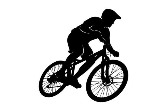 Cyclist Riding Mountain Bike in Dynamic Silhouette: A Design Evaluation