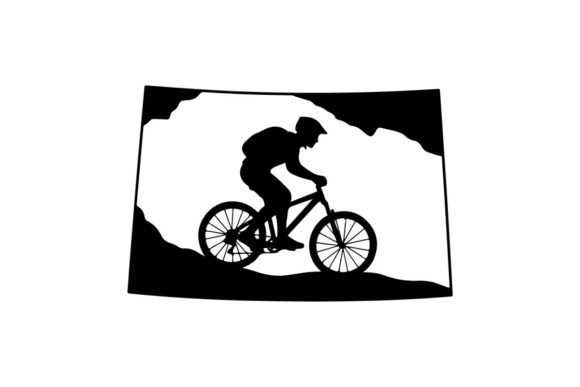 Cyclist Riding Mountain Bike on Rocky Trail: Integrating Premium Vector Silhouettes into Professional Design Workflows