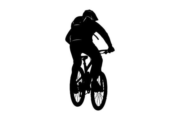 Cyclist Riding Mountain Bike Silhouette