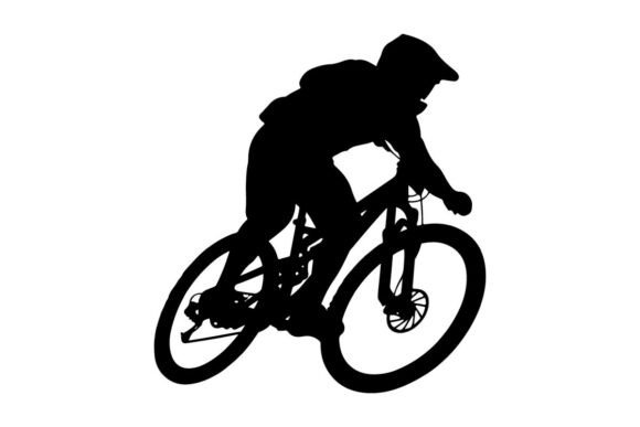 Cyclist Riding Mountain Bike Silhouette