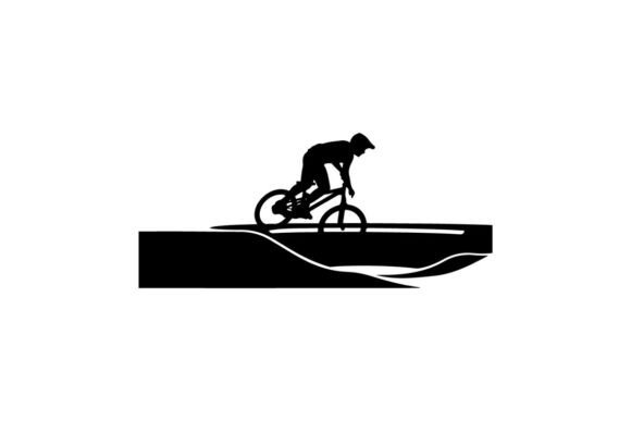 Cyclist Riding Over Abstract Wave Shadow