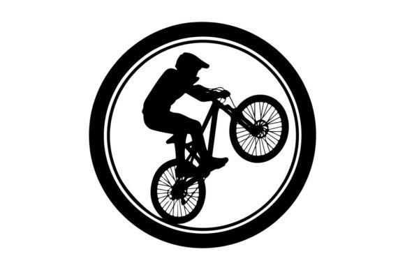 Cyclist Wheelie Silhouette: Mini Vector Art