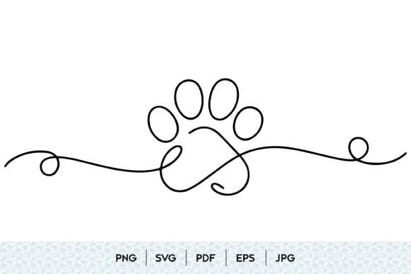 Dog Paw One Line Art SVG: Minimalist Design