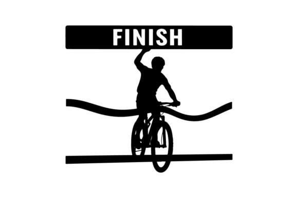 Elevating Visual Storytelling with the Cyclist Celebrating Victory at Finish Line Silhouette