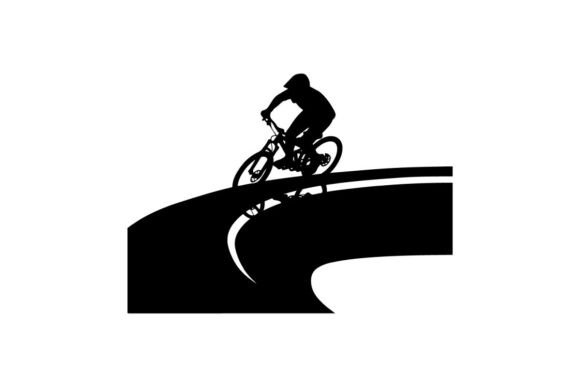 Evaluating the Cyclist Performing Wheelie Trick on Mountain Vector Silhouette