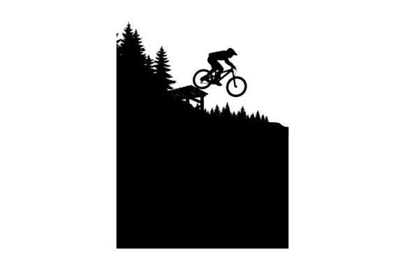 Evaluating the Mountain Biker Performing Jump over Fore Silhouette Vector