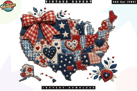 Evaluating the Patriotic USA Patchwork Map PNG for Creative and Commercial Projects