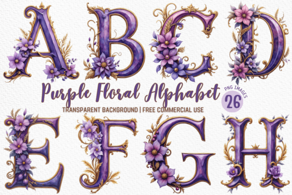 Evaluating the Purple Floral Alphabet Clipart Bundle for Professional Design