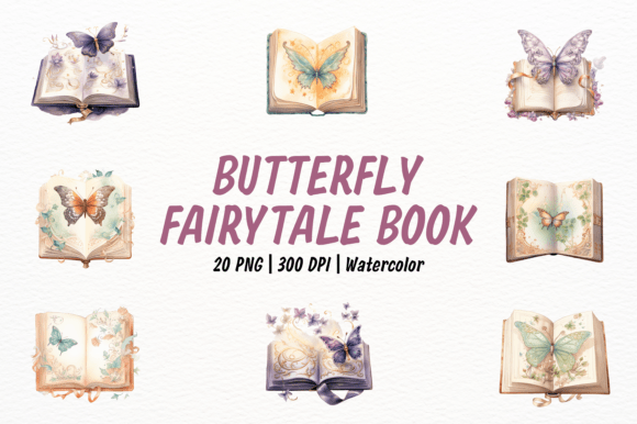 Fairy Tale Book with Butterfly: A Watercolor Journey into Vintage Storytelling