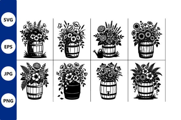 Floral Barrel Bouquet Black and White: A Guide to Using Vector Line Art Effectively