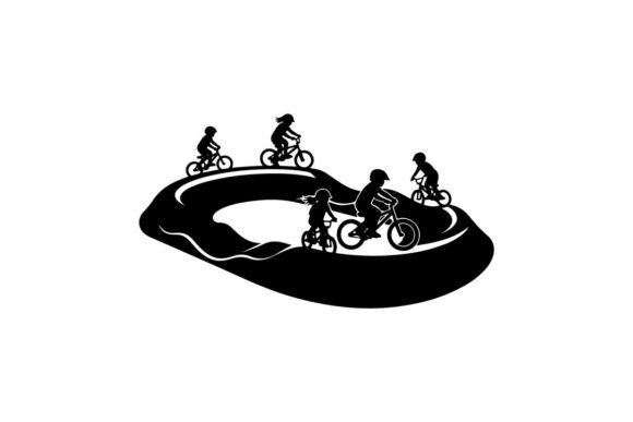 Group of Cyclists Racing on Curved Track: A Dynamic Vector Asset for Modern Design