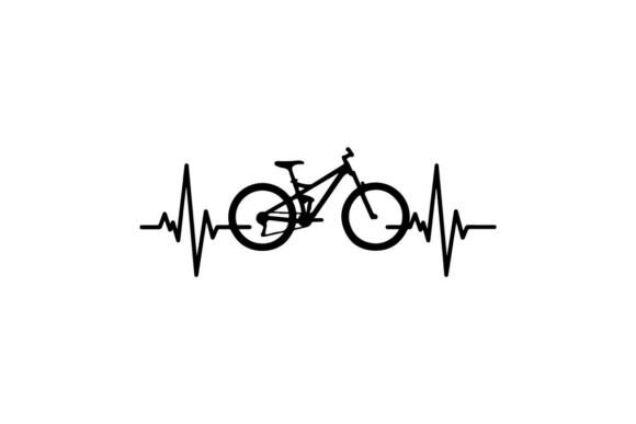 Heartbeat Monitor Line with Bicycle Illustration: A Versatile Vector Asset for Modern Design