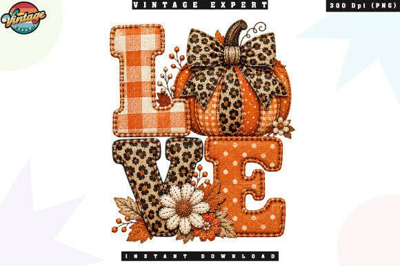 Mastering the Use of Love Autumn Pumpkin Patchwork PNG for Professional Fall Designs
