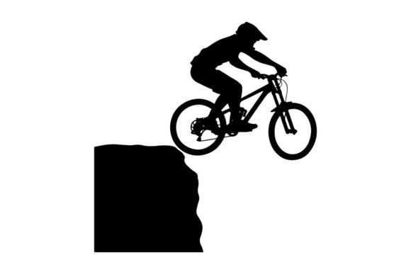 Mountain Biker Jump Stunt Silhouette Art