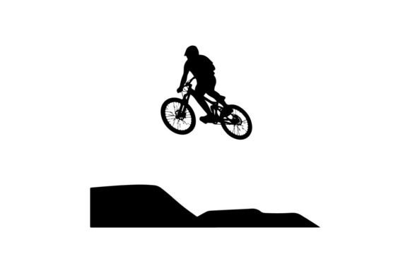 Mountain Biker Jump Stunt Silhouette Vector