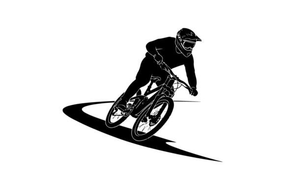 Mountain Biker Jump Stunt Silhouette Vector