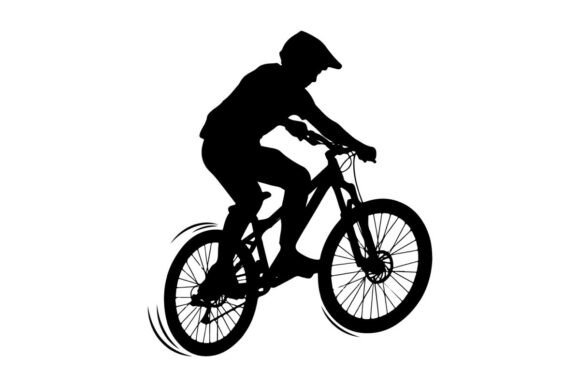 Mountain Biker Jump Vector Art