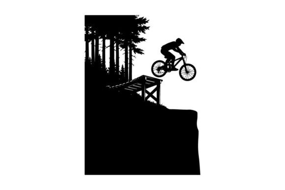 Mountain Biker Mid-Air Jump Vector