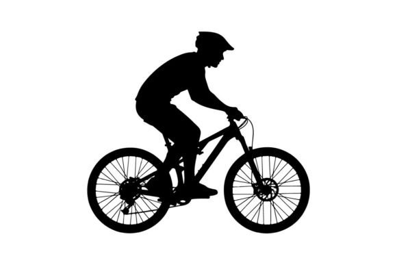 Mountain Biker Off-Road Silhouette Vector