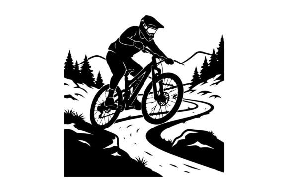 Mountain Biker on Snowy Trail Vector