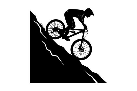 Mountain Biker Performing Jump on Rocky: Evaluating the Dynamic Silhouette for Modern Design Projects