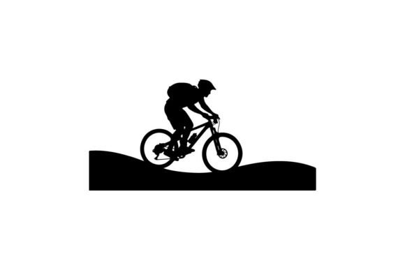Mountain Biker Performing Jump Trick on Premium Vector Silhouette Clip Art