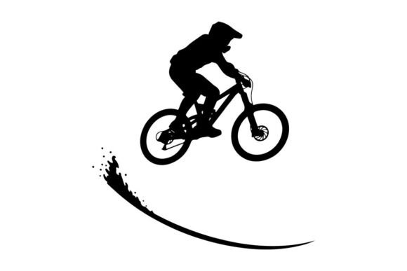 Mountain Biker Performing Mid-air Jump O: A Versatile Vector Asset for Modern Design