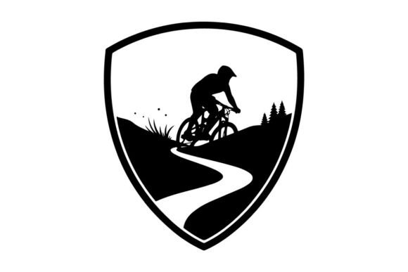 Mountain Biker Riding on Winding Trail I: A Versatile Vector Silhouette for Modern Design