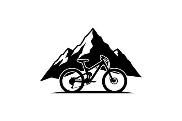 Mountain Biker Riding Under Sharp Black: A Premium Vector Silhouette for Modern Design