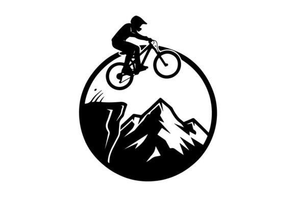 Mountain Biker Silhouette Cycling over M: Strategic Visual Assets for Brand Clarity
