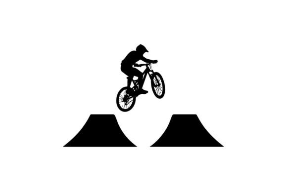 Silhouette BMX Biker Jumping: Dynamic Vector Art