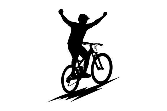 Silhouette Cyclist Celebrating Victory