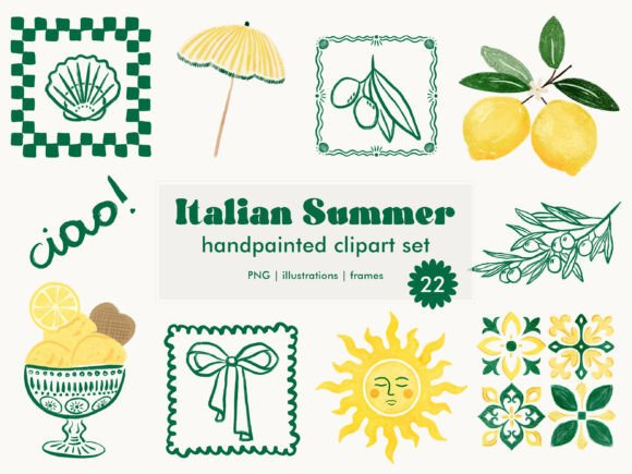 Strategic Branding with the Italian Summer Mediterranean Clipart Set