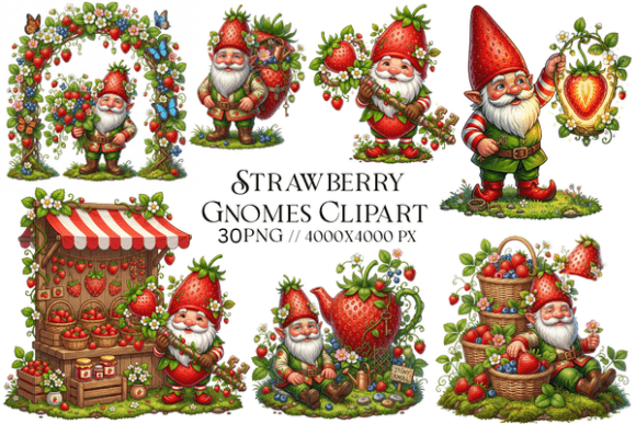 Strawberry Gnomes Clipart for Creative Projects