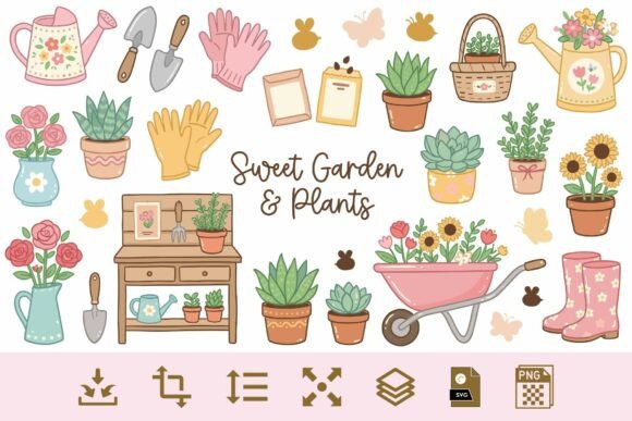 Sweet Garden Clipart Bundle: PNG & SVG