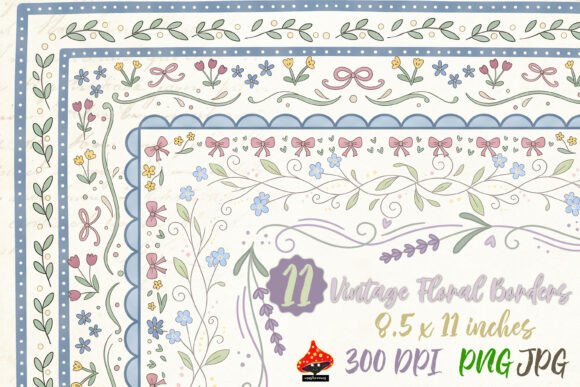 Vintage Floral Borders 11 PNG Bundle Review