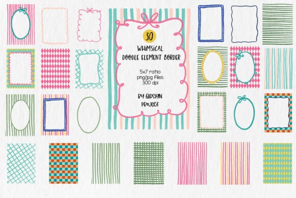 Whimsical Doodle Border Frames Set