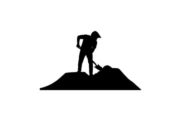 Worker Shoveling Coal Silhouette